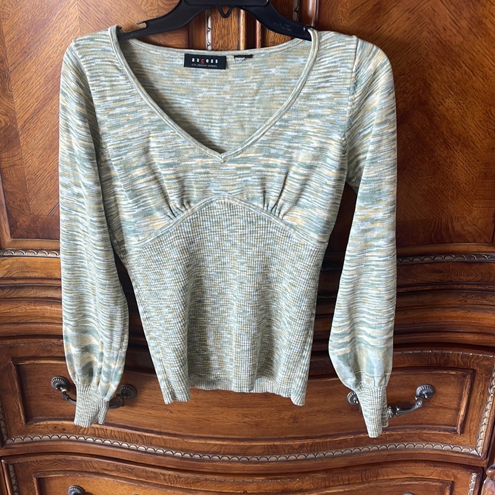WOMENS - AXCESS 70s VINTAGE STYLE BOHO V-NECK SWEATER - SIZE L